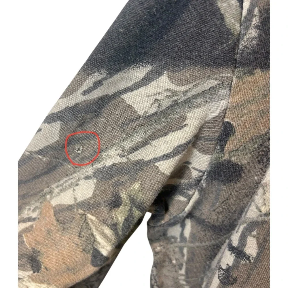 VTG 90s Mossy Oak Break-Up Camo Distressed‎ LS Pocket Tee Large USA Grunge